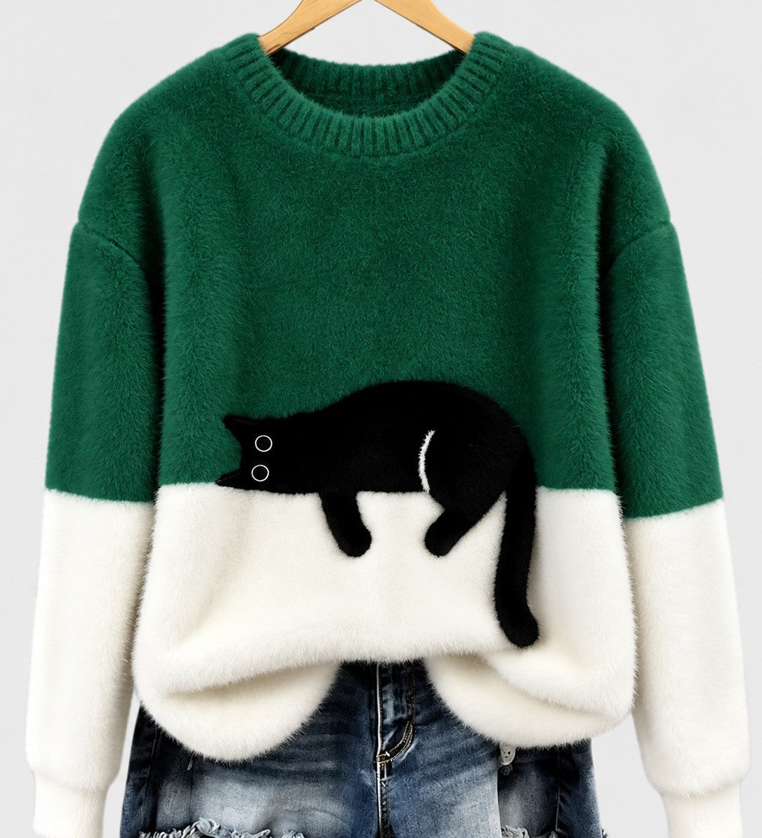 Clíona - Fluffy Cat Colour Block Jumper