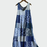 Órla - Blue Patchwork Midi Dress