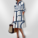 Fionnuala - Geometric Pattern Midi Dress
