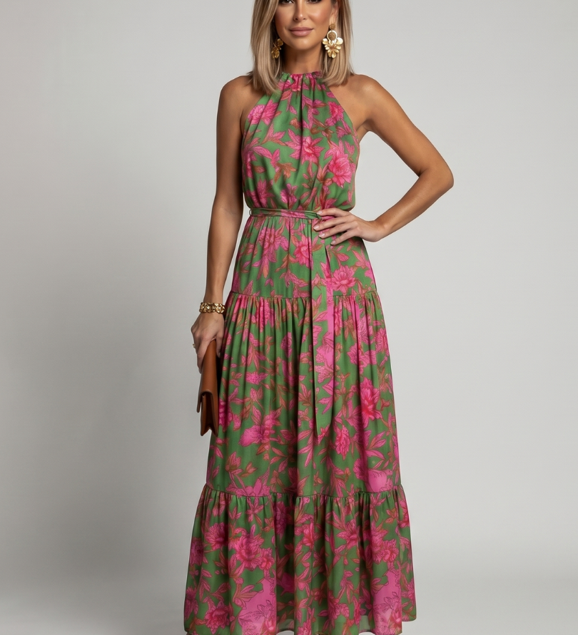 Eithne - Draped Halter Midi Dress