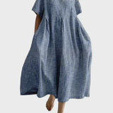 Bríd - Navy Checked Dress