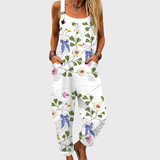 Flower Print Patterned Dungarees