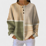 Aoife | Beige Striped and Patchwork Jumper
