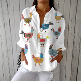 Éadaoin - Vibrant Chicken Print Blouse