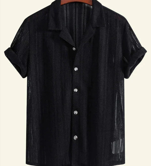 Cian - Striped Shirt with Ribbed Collar