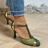 Dearbhla - Patchwork Pumps with T-Strap