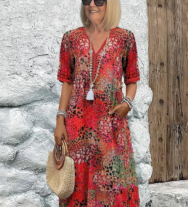 Aoibhín - V-Neck Lightweight Midi Dress