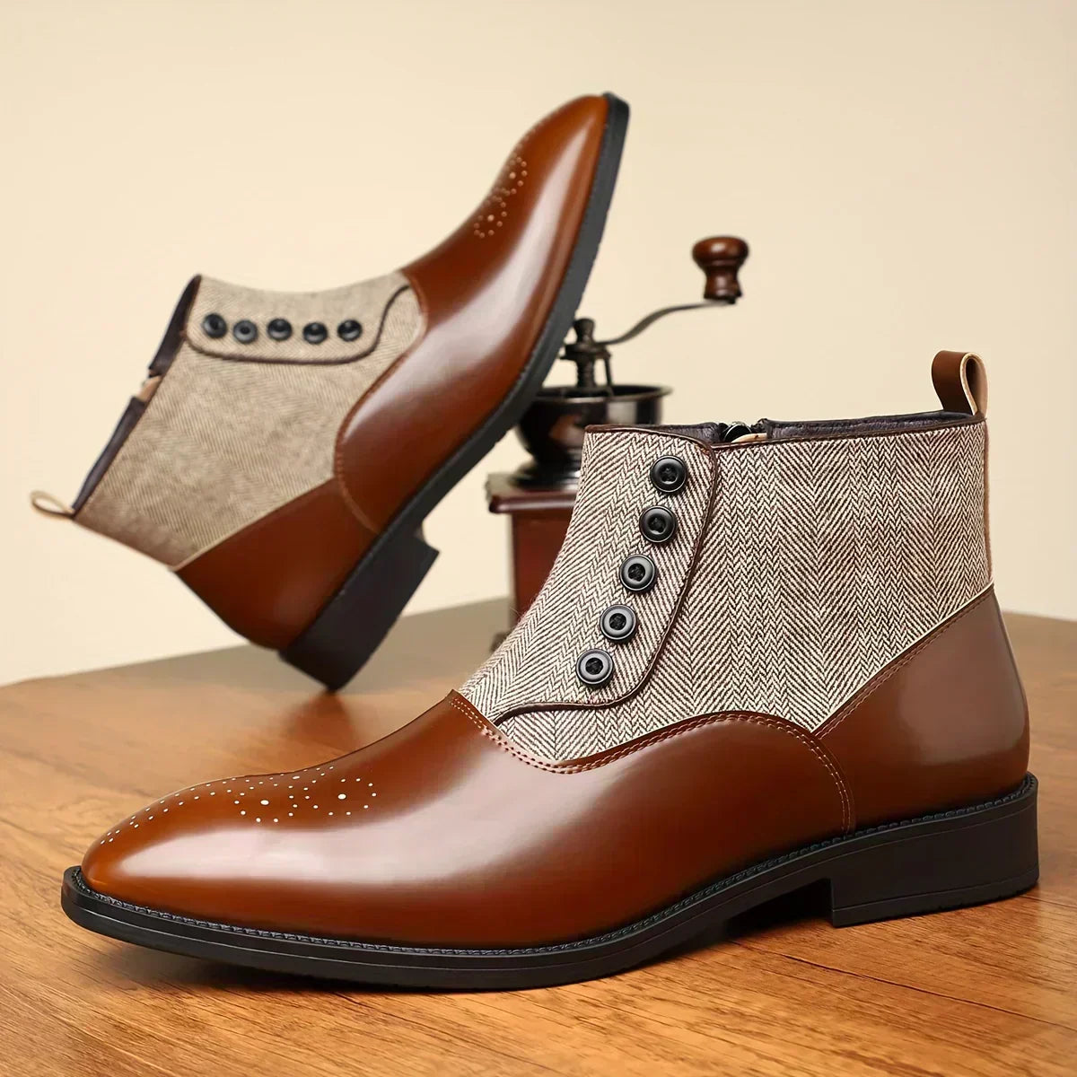 Ronan - Brown & Green Chelsea Boots