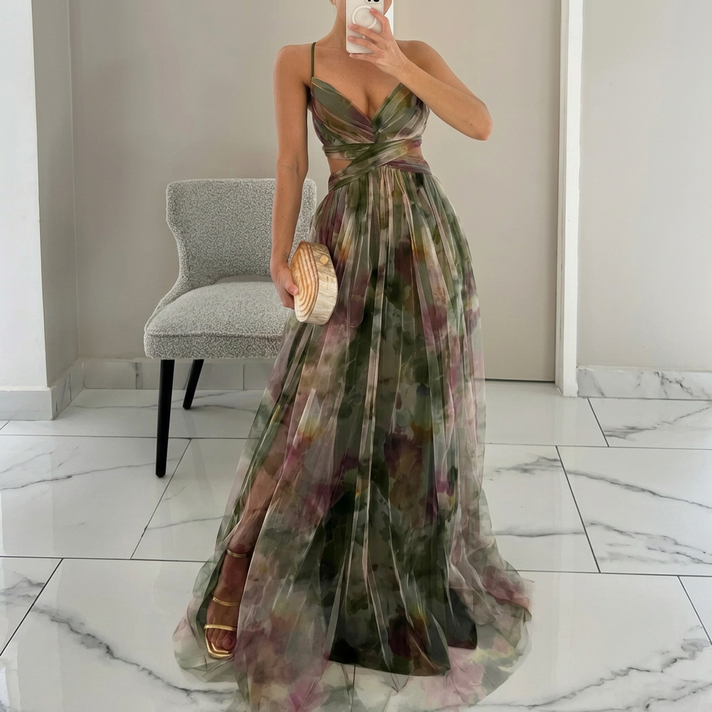 Ailionóra - Elegant Floral Maxi Dress