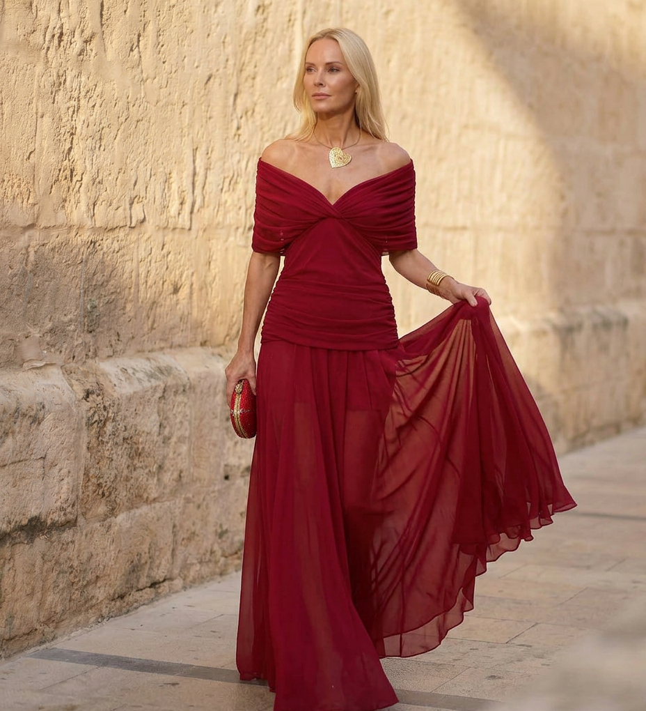 Caoimhe - Pleated V-Neck Maxi Dress