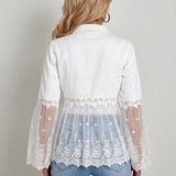 Deirdre - White Broderie Anglaise Ruffled Jacket